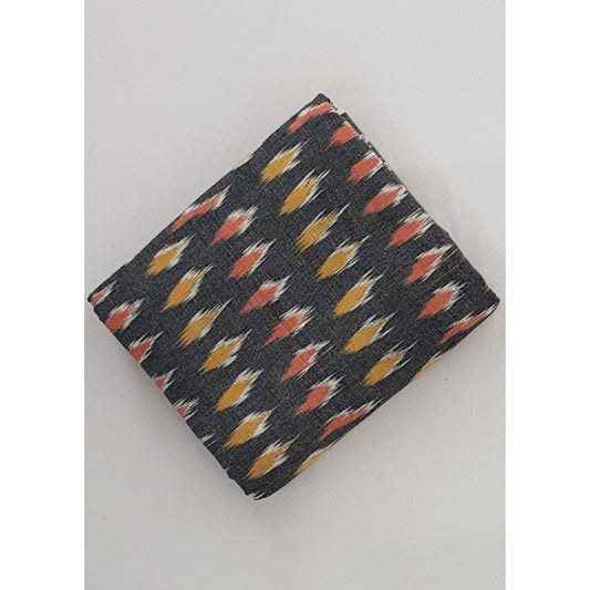 Black Melange color Handwoven Ikat cotton fabric - Vinshika