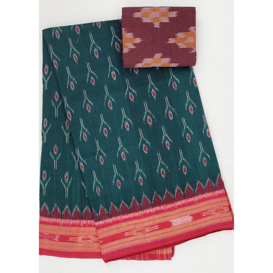 Handloom sambalpuri ikat mercerized cotton saree - Vinshika