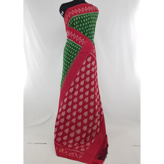 Handloom pochampally ikat mercerized cotton saree with blouse - Vinshika