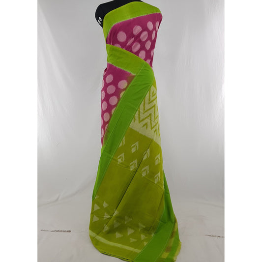 Handloom pochampally ikat mercerized cotton saree with blouse - Vinshika