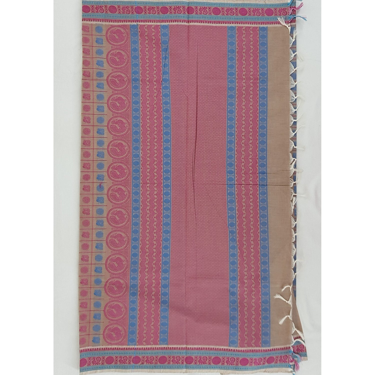 Wheat Color 1000 Buttis Kanchi Cotton Saree - Vinshika