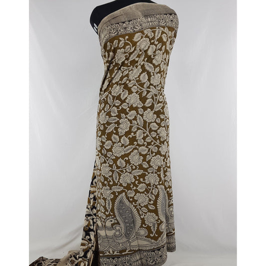 Handprinted Kalamkari Cotton saree - Vinshika