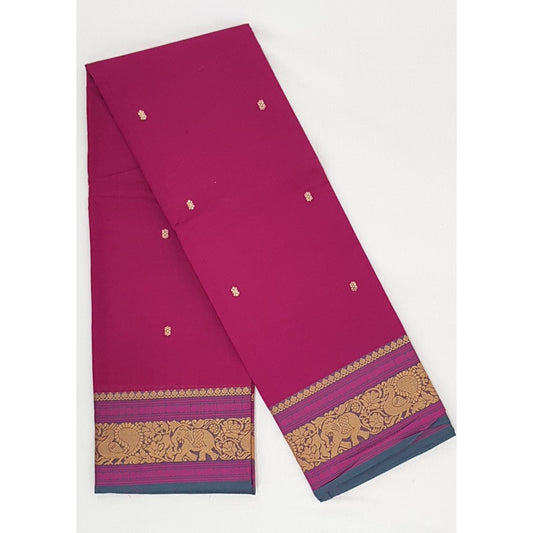 Pink Color Kanchi cotton saree allover buttis with thread border - Vinshika