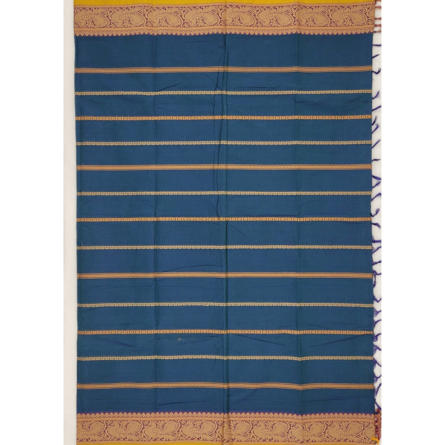 Blue Color Kanchi cotton saree with thread border - Vinshika