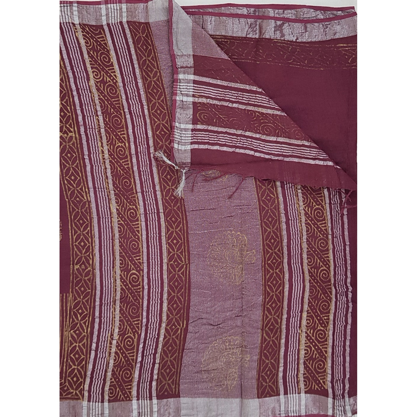 Hand Block Printed Linen Bagru Saree - Vinshika