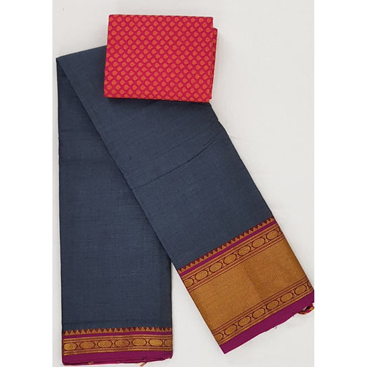 Narayanpet pure cotton zari border saree - Vinshika