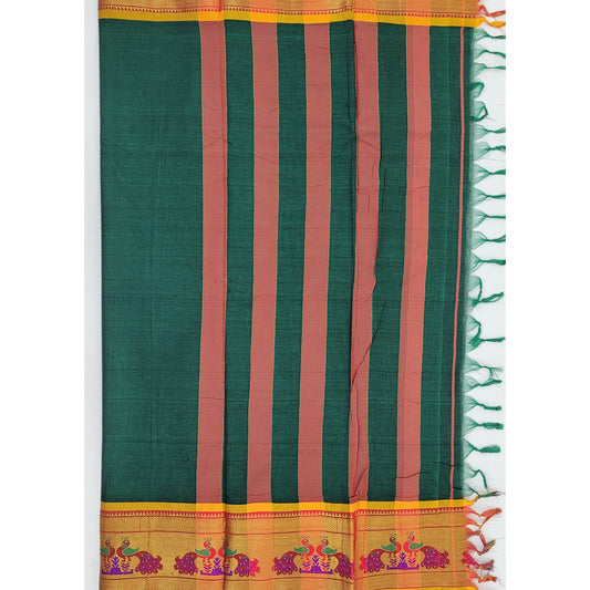 Narayanpet pure cotton zari border saree - Vinshika