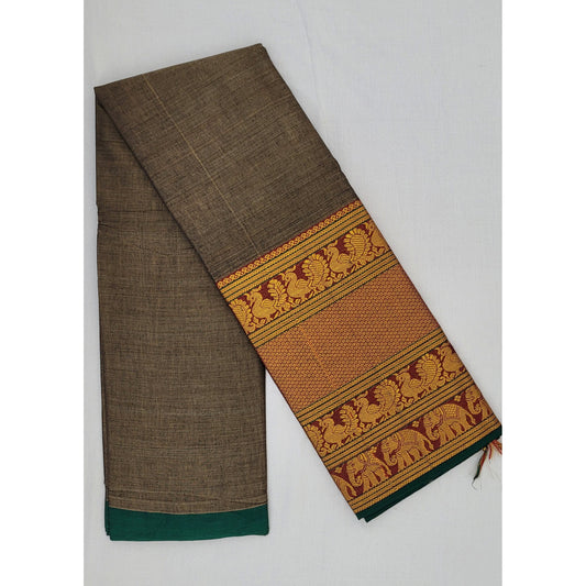Capers Color Narayanpet pure cotton large zari border saree - Vinshika