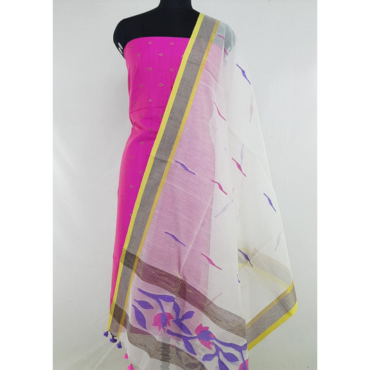 Handwoven Jamdani cotton dupatta with Sana Silk top / Salwar Set - Vinshika