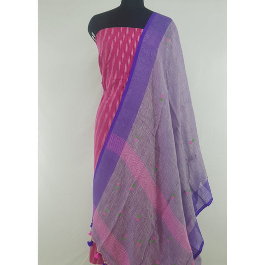 Linen by Linen jamdani dupatta with Ikat cotton top / Salwar Set - Vinshika