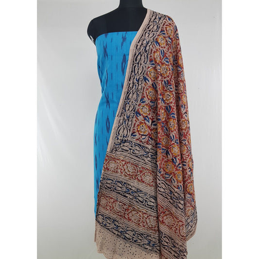 Kalamkari cotton dupatta with Ikat cotton top / Salwar Set - Vinshika