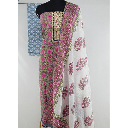 Gotapatti work Bagru Hand Printed Cotton Salwar Set - Vinshika