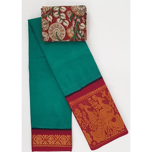 Madhurai Sungudi big border pure cotton saree paired with blouse - Vinshika