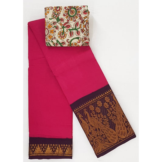 Madhurai Sungudi big border pure cotton saree paired with blouse - Vinshika