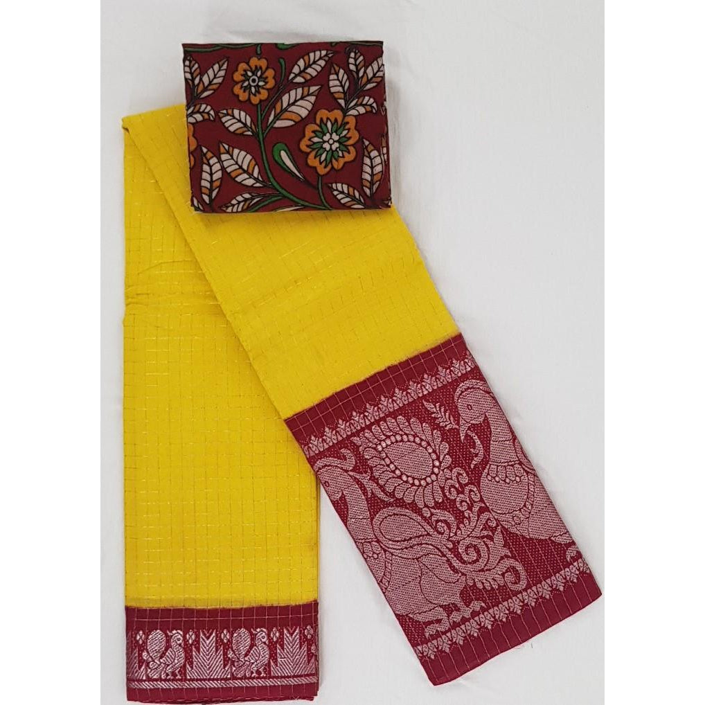 Madhurai Sungudi silver zari big border pure cotton saree paired with blouse - Vinshika