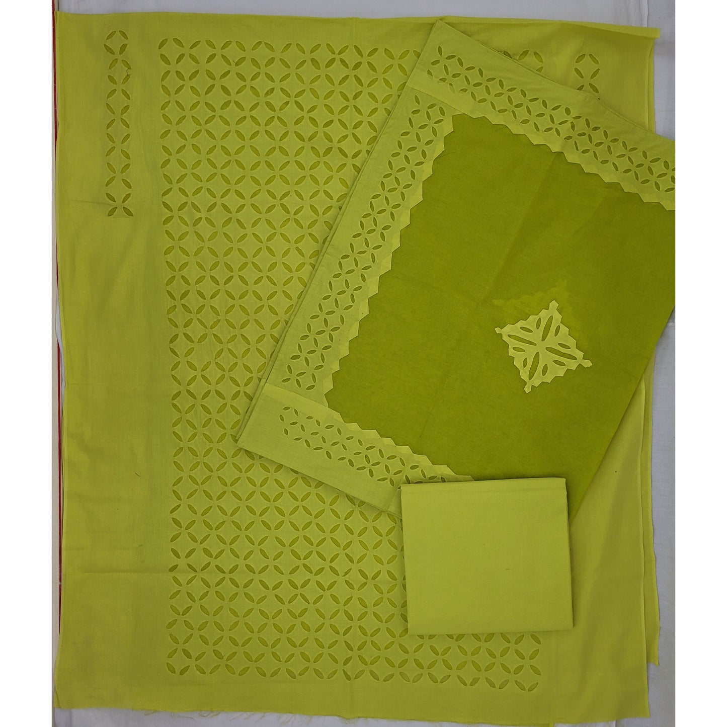 Tawny Olive Color Applique Cut work Cotton Salwar Set - Vinshika