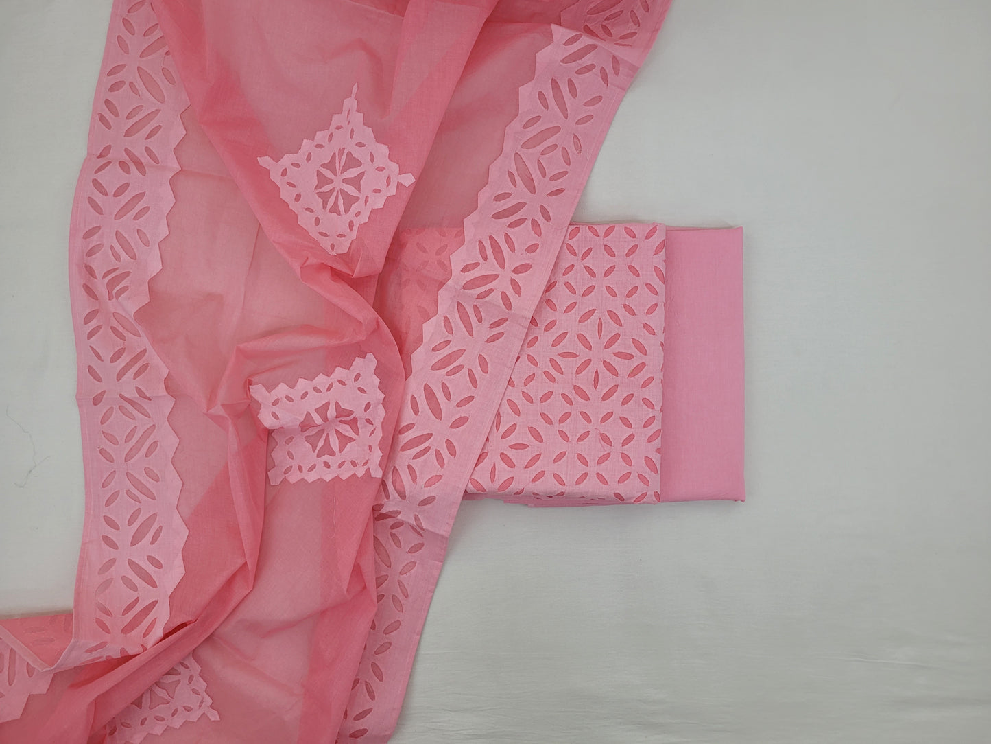 Pink Color Applique Cut work Cotton Salwar Set - Vinshika