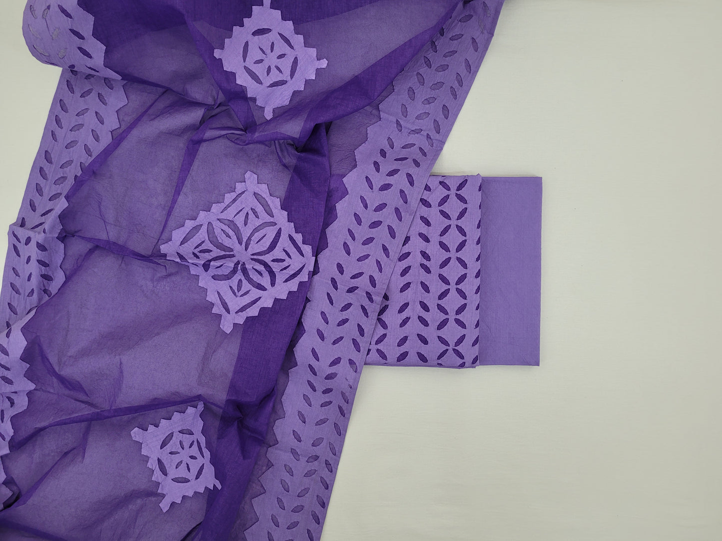 Purple Color Applique Cut work Cotton Salwar Set - Vinshika