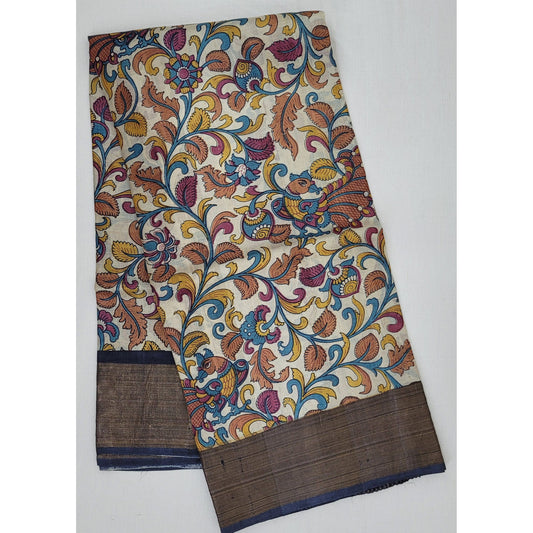 Tussar Silk Kalamkari Printed Saree - Vinshika