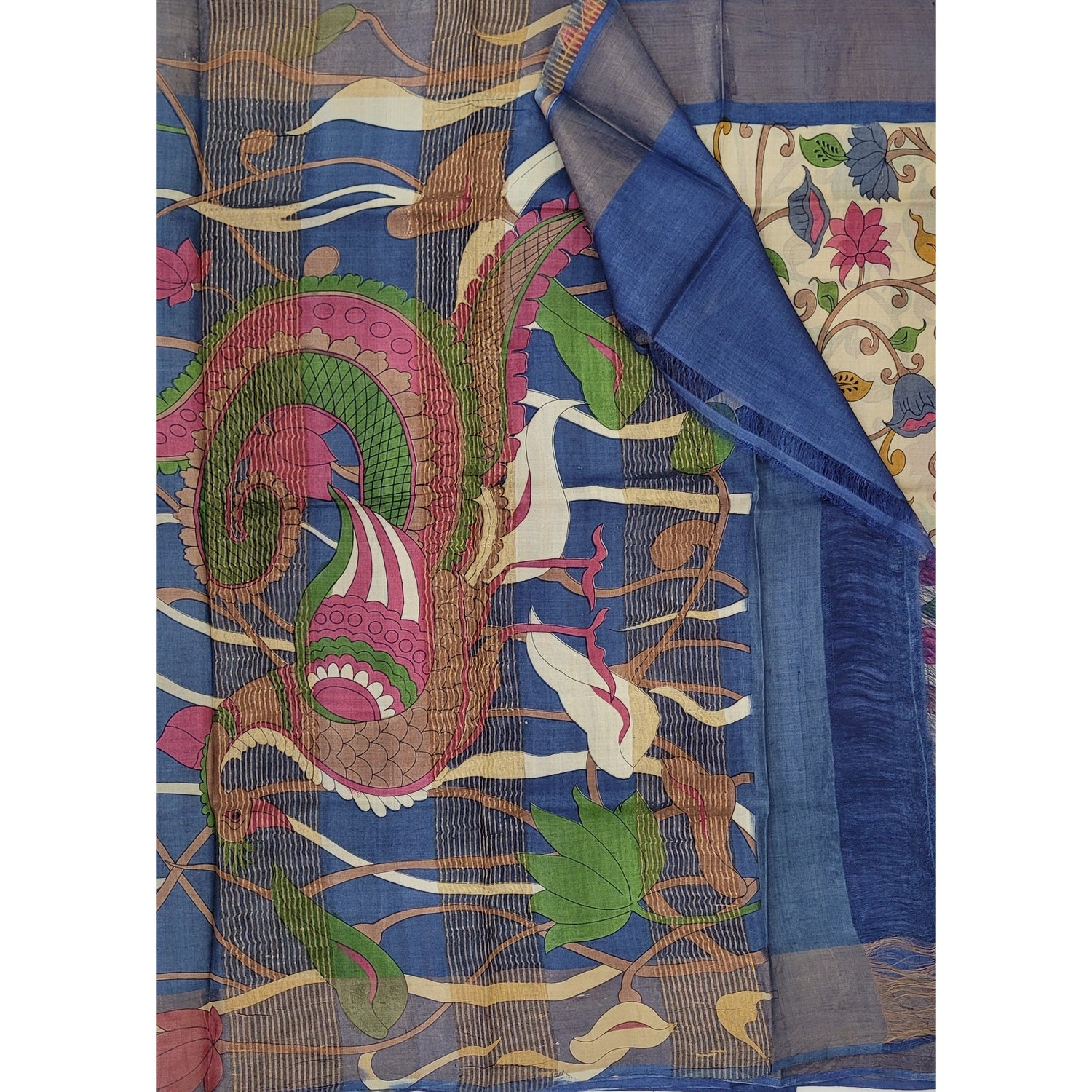 Tussar Silk Kalamkari Printed Saree - Vinshika
