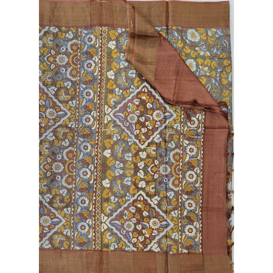Tussar Silk Kalamkari Printed Saree - Vinshika