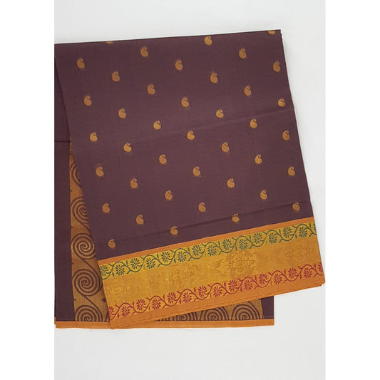 Maroon Color Handwoven Venkatagiri Cotton Silk Saree - Vinshika