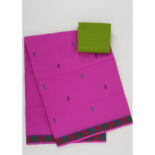 Rani Pink Color Venkatagiri Cotton Saree - Vinshika