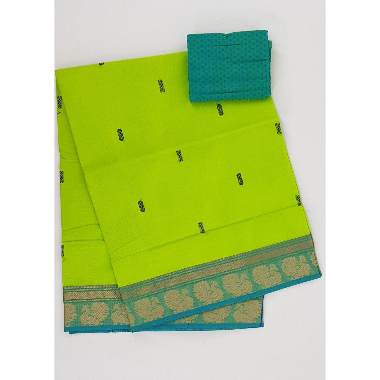Neon Green Color Venkatagiri Cotton Saree - Vinshika