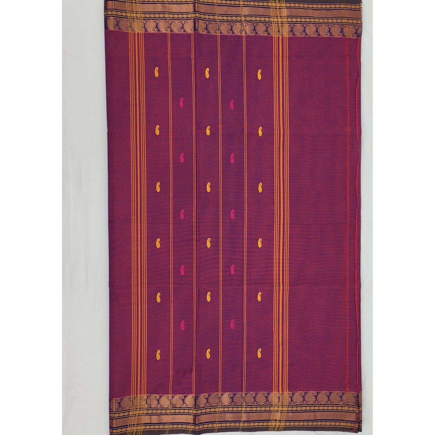 Dark Falsa Color Venkatagiri Handloom Cotton Saree - Vinshika