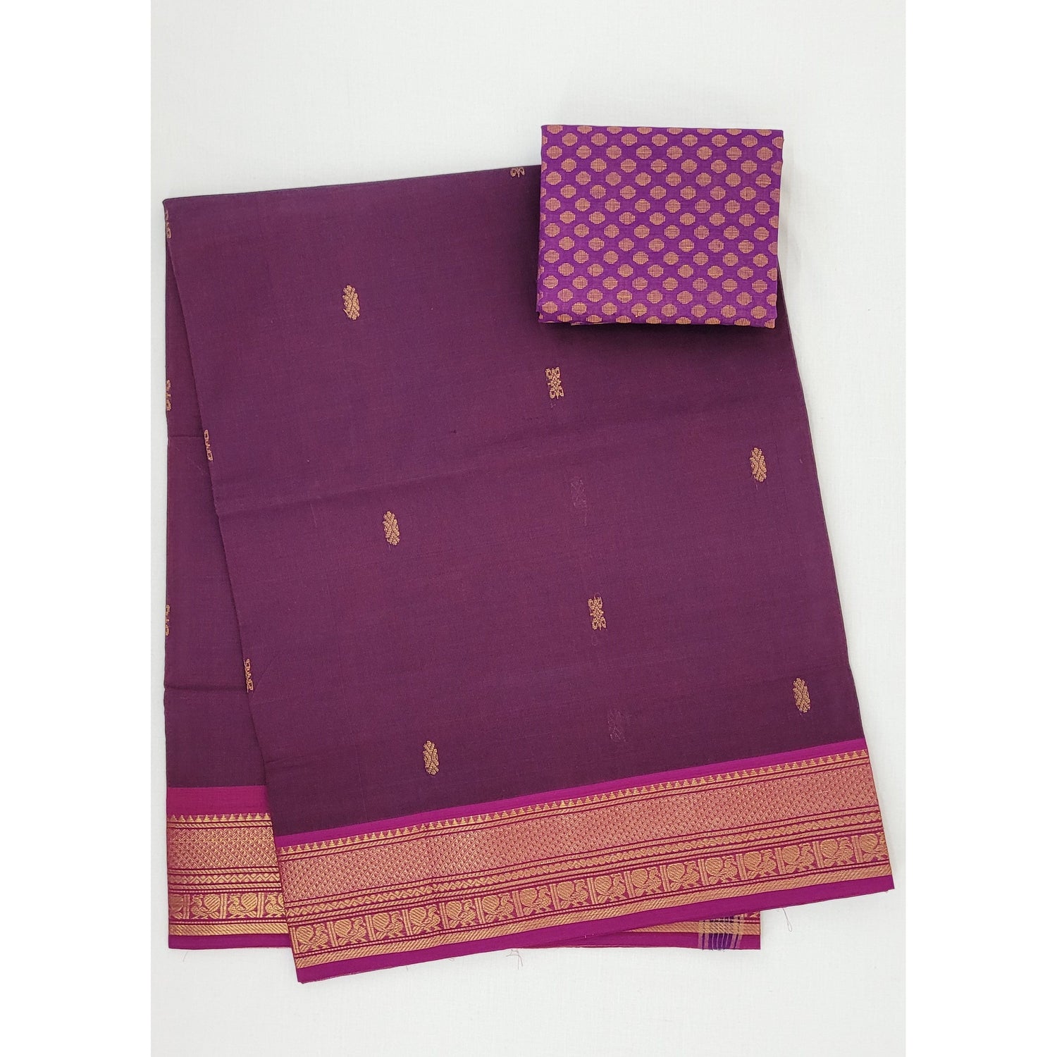 Falsa Color Venkatagiri Handloom Cotton Saree - Vinshika