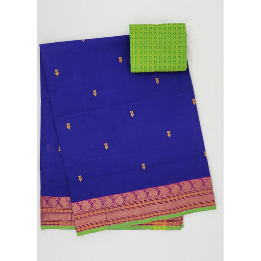 Ink Blue Color Venkatagiri Handloom Cotton Saree - Vinshika