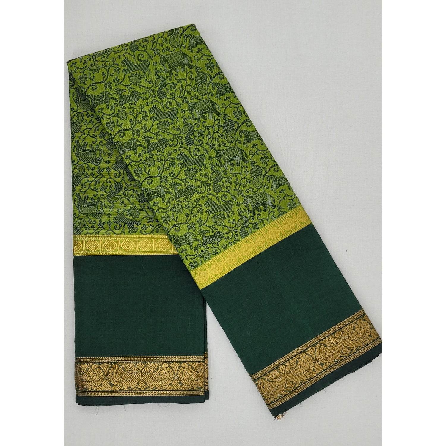 Green Color Vanasingaram Kanchi Cotton Saree - Vinshika