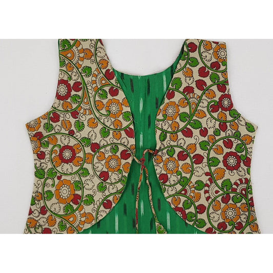Kalamkari and Ikat Reversible Women’s Waist Coat - Vinshika
