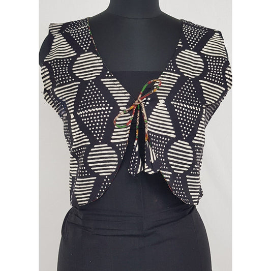 Bagru and Kalamkari Reversible Women’s Waist Coat - Vinshika