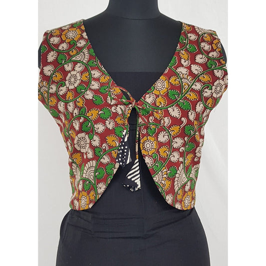 Bagru and Kalamkari Reversible Women’s Waist Coat - Vinshika