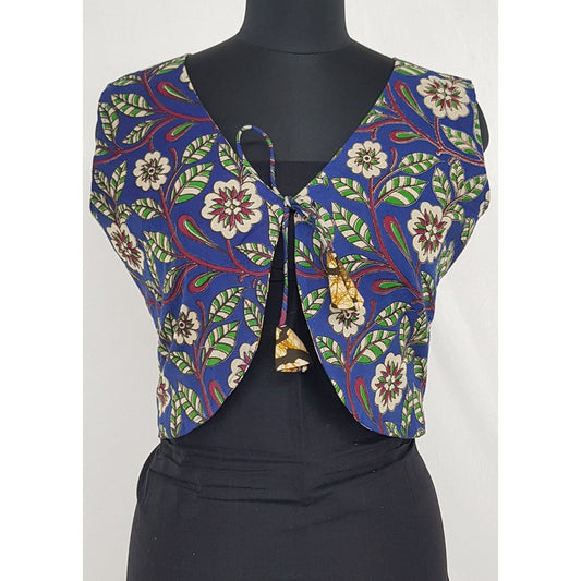 Bagru and Kalamkari Reversible Women’s Waist Coat - Vinshika