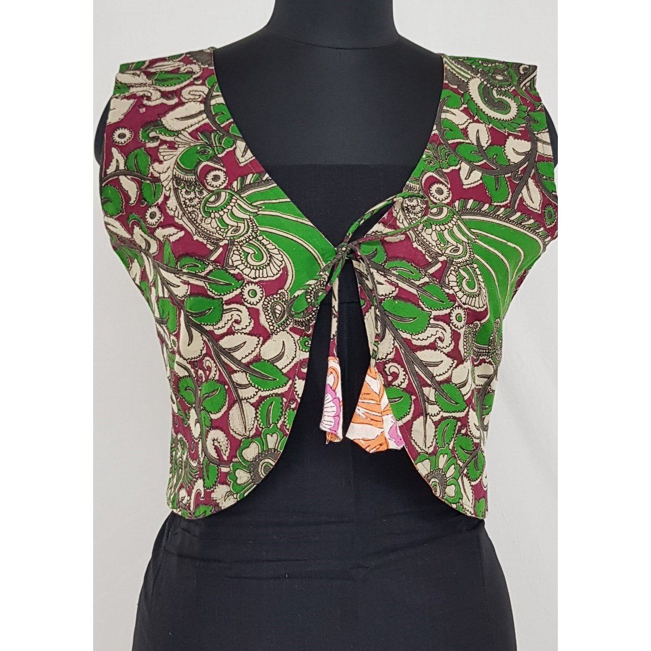 Bagru and Kalamkari Reversible Women’s Waist Coat - Vinshika