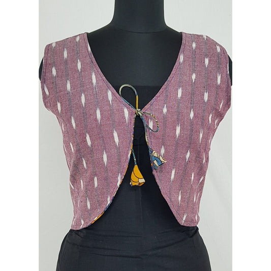 Kalamkari and Ikat Reversible Women’s Waist Coat - Vinshika