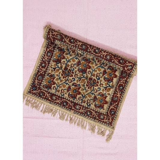 Kalamkari printed Handwoven Dhurrie – 2 ft X 2 ft - Vinshika