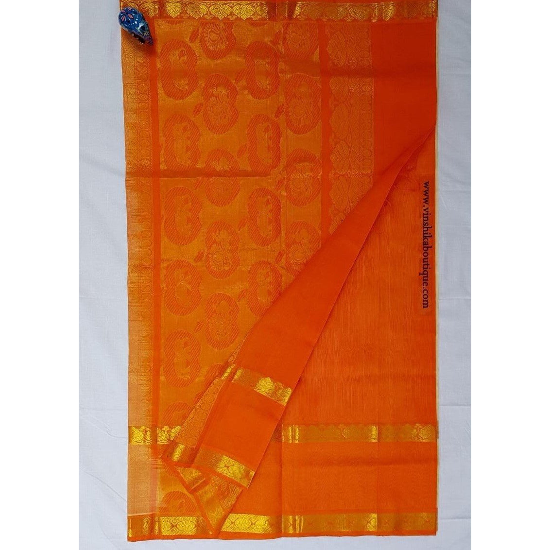 Sarees | New Orange Colour Semi Kanchi Pattu Zari Weaving | Freeup